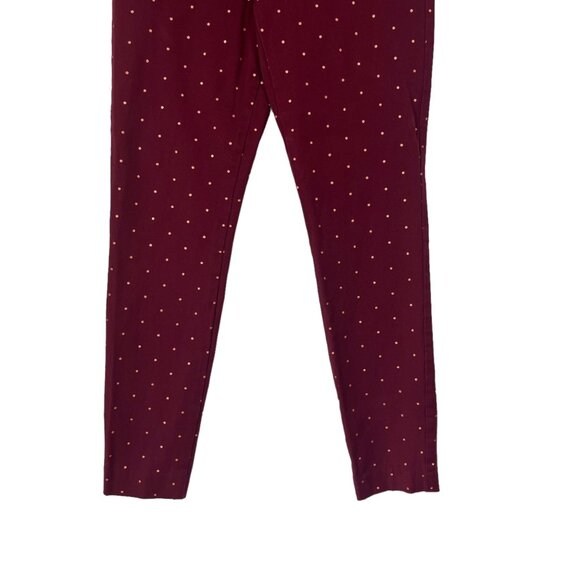 Old Navy Pixie Ankle Cropped Pants Womens Size 2 Tall Burgundy Copper Dots - Picture 4 of 9